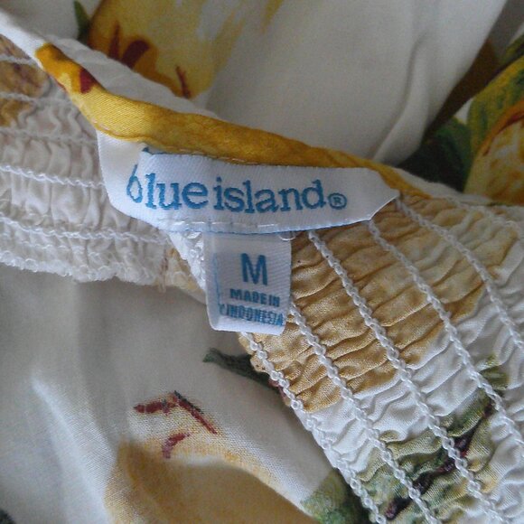 Blue Island Women's Lemon Print Midi Sun Dress with Tassel Tie Straps - size Med - Picture 8 of 8